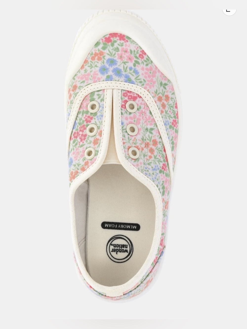Wonder Nation Girls Casual Plimsoll Sneakers Size 3 Little Kid Memory Foam NWT